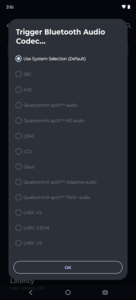 Mevcut Bluetooth ses kodekleri