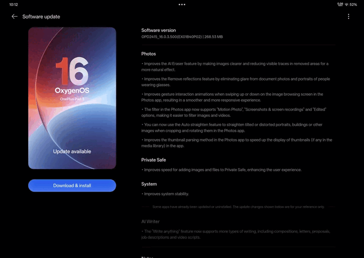OnePlus Pad 3'te OxygenOS B40P02 OTA