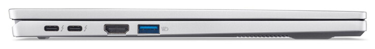 Sol taraf: 2x Thunderbolt 4/USB 4 (USB-C; Güç Dağıtımı, DisplayPort), HDMI, USB 3.2 Gen 1 (USB-A)