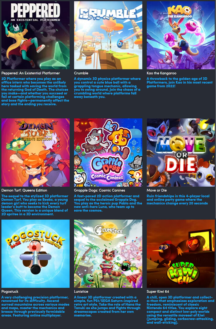 Playful Platformers paketinde yer alan tüm oyunlar (Görsel kaynağı: Humble Bundle)