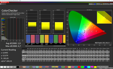 Renk doğruluğu (ekran rengi: doğal, hedef renk alanı: DCI-P3)