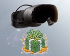 Yukarıda gösterilen Valve Steam Frame, bir yığın paranın üzerinde