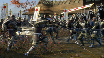 Total War: Shogun 2'de bir samurayın gösterildiği bir görsel.