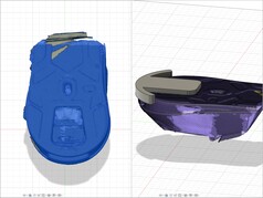 Fusion 360'ta tasarlanmış özel bir tutucu ile Glorious Model O3 Wireless'ın taranmış 3D modeli