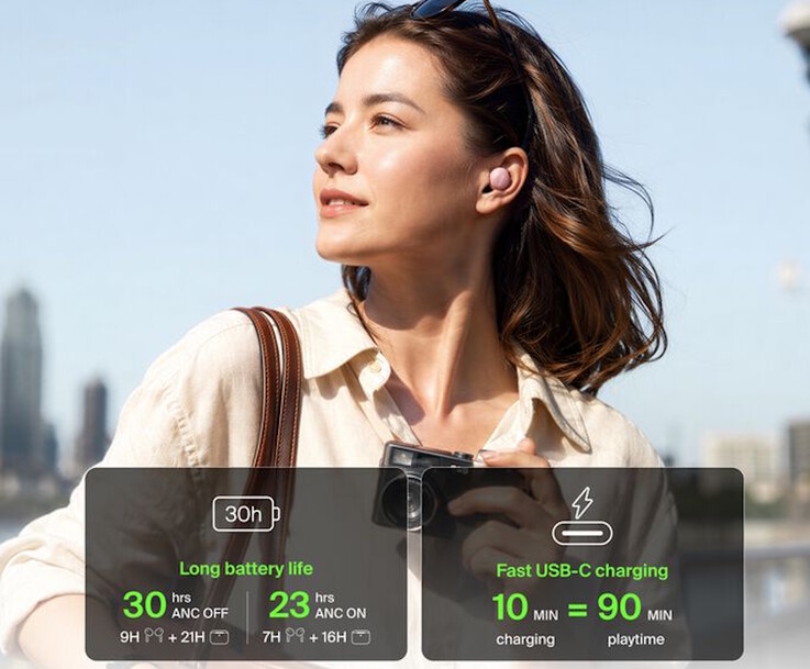 Belkin SoundForm Dot ANC kulaklıklar, şarj kutusu sayesinde birkaç gün süren pil ömrü sunar.