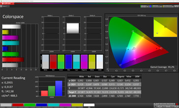 Renk doğruluğu (Hedef gam: sRGB; profil: fabrika varsayılanı)