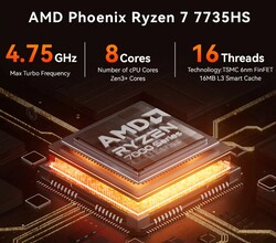 Aoostar GOD77'de AMD Ryzen 7 7735HS (Kaynak: Aoostar)