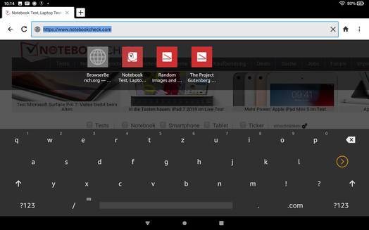 Using the default keyboard in landscape mode