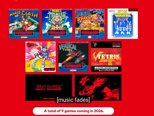 2026'da piyasaya sürülecek ek Virtual Boy oyunları. (Resim kaynağı: Nintendo)