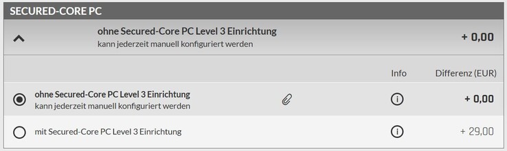 Secured-Core PC Seviye 3 ön yapılandırması 29 Euro'dur
