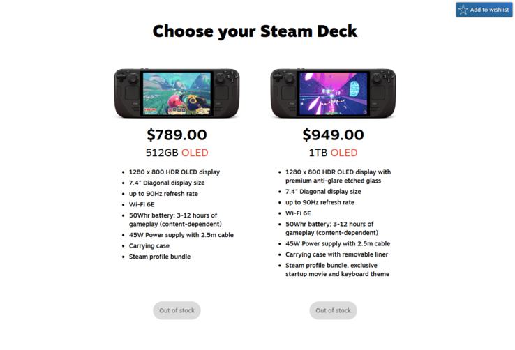 Her iki Steam Deck OLED'in de stokları tükenmiştir.