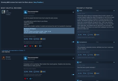 Call of Duty: Modern Warfare 4 Steam incelemeleri gösteriliyor