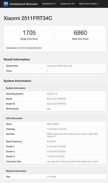 (Resim kaynağı: Geekbench)