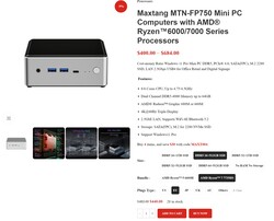 Maxtang MTN-FP750 konfigürasyonları (kaynak: Maxtang)