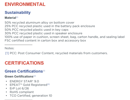 ThinkBook 16p G6 IRX Sürdürülebilirlik (Kaynak: Lenovo)