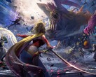  Birden fazla Final Fantasy karakterini içeren Dissidia Duellum Final Fantasy anahtar resmi.