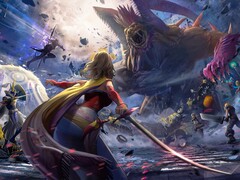  Birden fazla Final Fantasy karakterini içeren Dissidia Duellum Final Fantasy anahtar resmi.