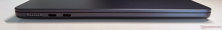 Sol: MagSafe, Thunderbolt 3 ile 2x USB-C 4.0 (40 Gbit/s, DisplayPort ALT modu, Güç Dağıtımı)