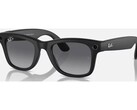 Beyaz arka plan üzerinde önden gösterilen siyah Ray-Ban Meta Gen 2, ön köşelerde kamera ve çekim LED'i