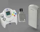 8BitMods'un kablosuz Dreamcast kontrol cihazı Dongle'ının bir maketi