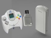 8BitMods'un kablosuz Dreamcast kontrol cihazı Dongle'ının bir maketi