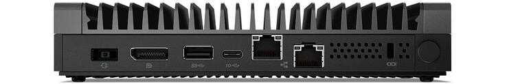 Rear: DC in, DisplayPoty, USB 3.1 Gen 2 Type-A, USB 3.1 Gen 2 Type-C (w/ display support and power in), 2x Ethernet, Kensington lock