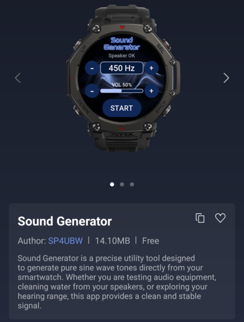 Amazfit akıllı saatler için Sound Generator Mini Uygulaması
