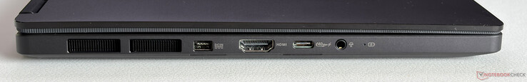 Sol: Güç, HDMI 2.1 FRL, USB-C 4.0 (40 Gbps, DisplayPort, güç aktarımı), 3,5 mm kulaklık jakı