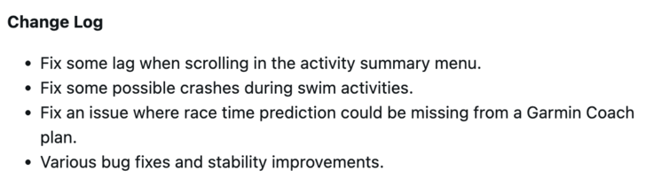 Garmin Forerunner 255 Yazılım Sürümü 27.09 değişiklik günlüğü. (Resim kaynağı: Garmin)