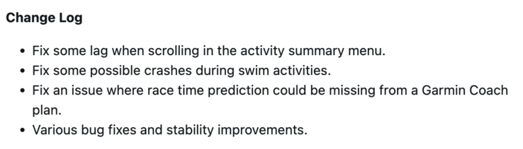 Garmin Forerunner 255 Yazılım Sürümü 27.09 değişiklik günlüğü. (Resim kaynağı: Garmin)