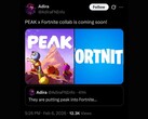 Cohen’in Adira X hesabı üzerinden sızdırdığı iddia edilen Fortnite X Peak işbirliği