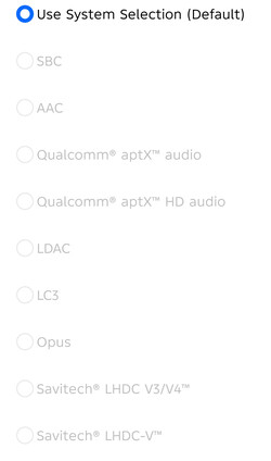 Bluetooth ses için mevcut codec bileşenleri