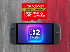 Switch 2'nin üzerinde gösterilen Suneast 2TB MicroSD Express kartı