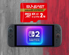 Switch 2'nin üzerinde gösterilen Suneast 2TB MicroSD Express kartı