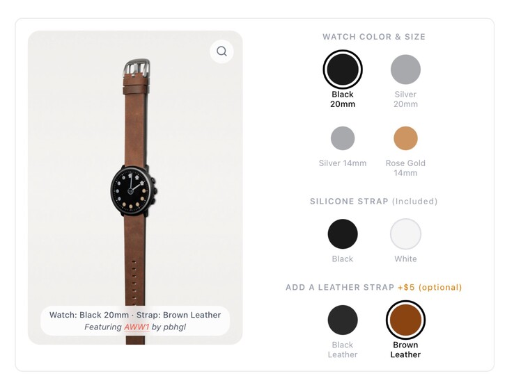 Pebble Round 2, üç renk ve iki kayış boyutu seçeneğiyle sunuluyor.