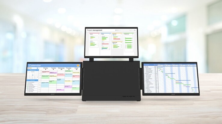Acer PD163Q-P3 üç ekranlı taşınabilir monitör, VESA montajına da uygundur.