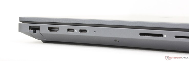 Sol: Sol: RJ-45 (2,5 Gbps), HDMI 2.1, 2x USB-C Thunderbolt 5 (80 Gbps) w/ DisplayPort + Power Delivery, SD kart okuyucu, Akıllı Kart okuyucu (isteğe bağlı)
