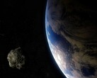 Dünya'ya yakın bir asteroidi gösteren bir sanatçı çizimi.