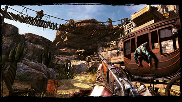 Resimde görülüyor: Call of Juarez: Gunslinger'dan bir oynanış ekran görüntüsü.