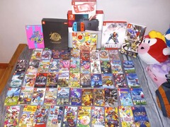 Resimde görülen Nintendo Switch kartuşlarından oluşan bir koleksiyon