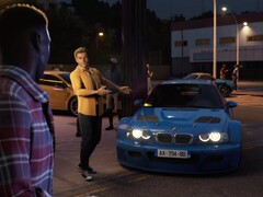 Clutch tanıtım fragmanından modifiye BMW yarış arabasını gösteren ekran görüntüsü.