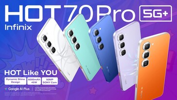 Hot 70 Pro, altı farklı renk seçeneğiyle sunulmaktadır.