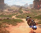 Star Wars Outlaws filminde Kay Vess'i speeder'ı üzerinde gösteren bir görüntü.