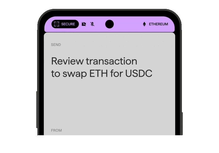 Ledger Atom'da ekran doğrudan güvenli eleman tarafından korunur