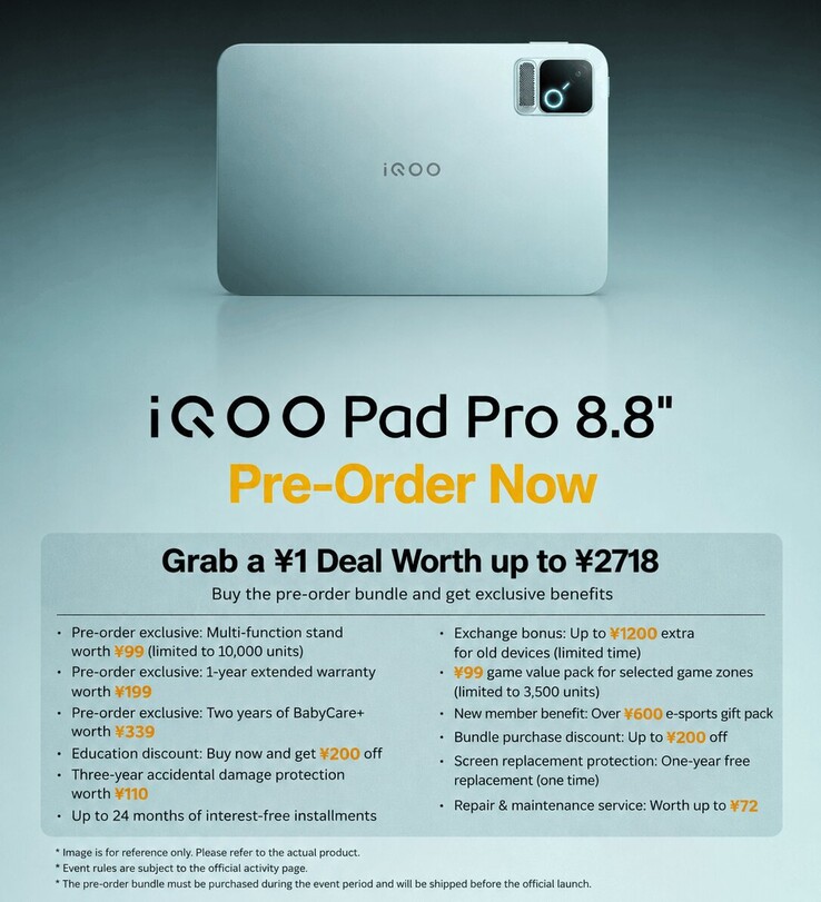 Paket avantajlarıyla iQOO Pad Pro 8,8 inç tablet ön sipariş teklifi