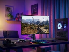 Alienware AW2726DM 27 inç OLED oyun monitörü masaüstünde gösterildi