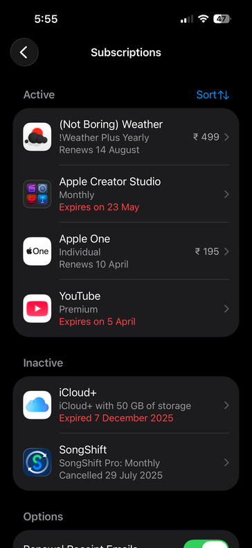 Hindistan'da Apple One paketinin tamamı için aylık 195 INR ödüyorum - ABD'deki kullanıcılar 19,95 $ ödemek zorunda.