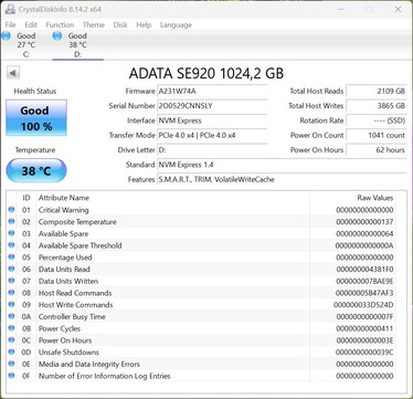 ADATA SE920 PCIe 4.0 x4 ile çalışır