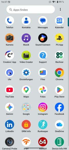 Sony Xperia 10 VIII: Uygulama çekmecesi