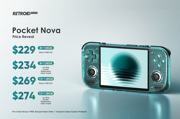 Retroid Pocket Nova, iki farklı model ve yedi farklı renk seçeneğiyle satışa sunulmuştur.